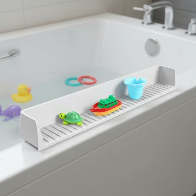 XINGHANZHENXUAN Silicone Bathtub Splash Guard with 11 Suction Cups | Bath Toy Holder & Play Shelf to Prevent Water Spill - Gray | Target
