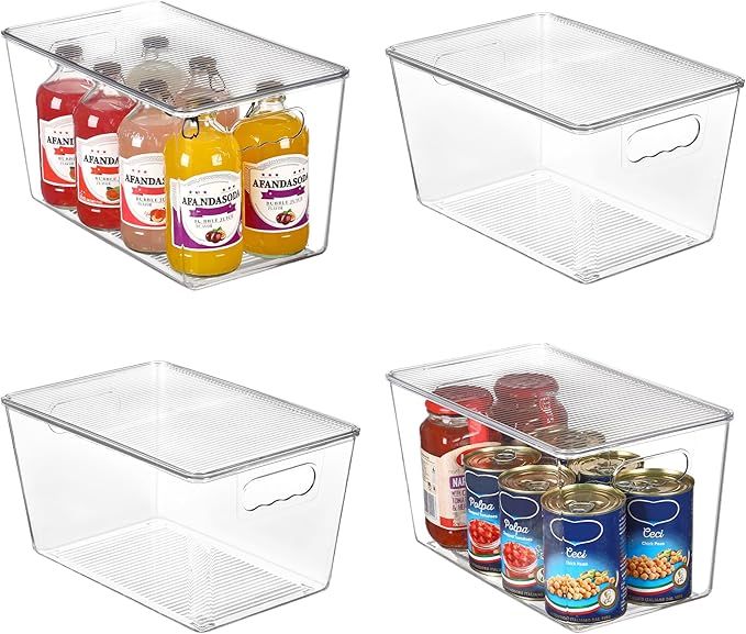 Vtopmart 4 Pack Large Clear Plastic Storage Bins with Lids, Stackable Containers with Handle for ... | Amazon (US)