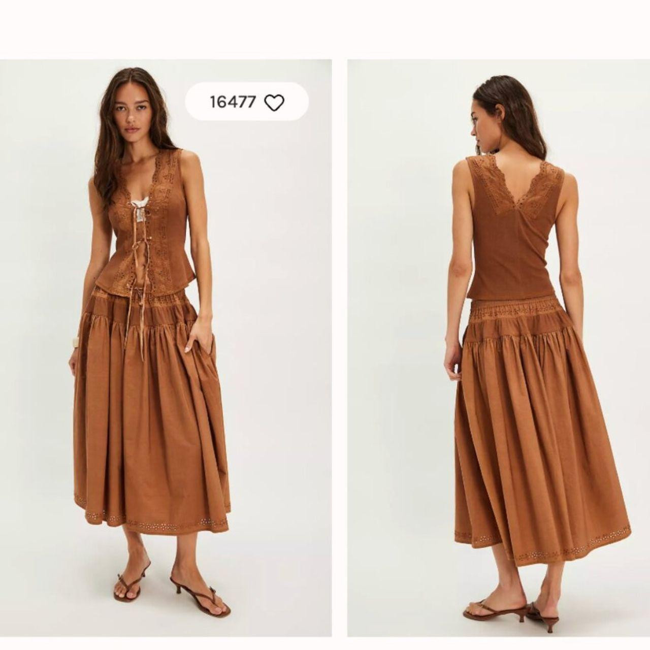 Free People Women's Midi Dress - Brown - M | Depop US