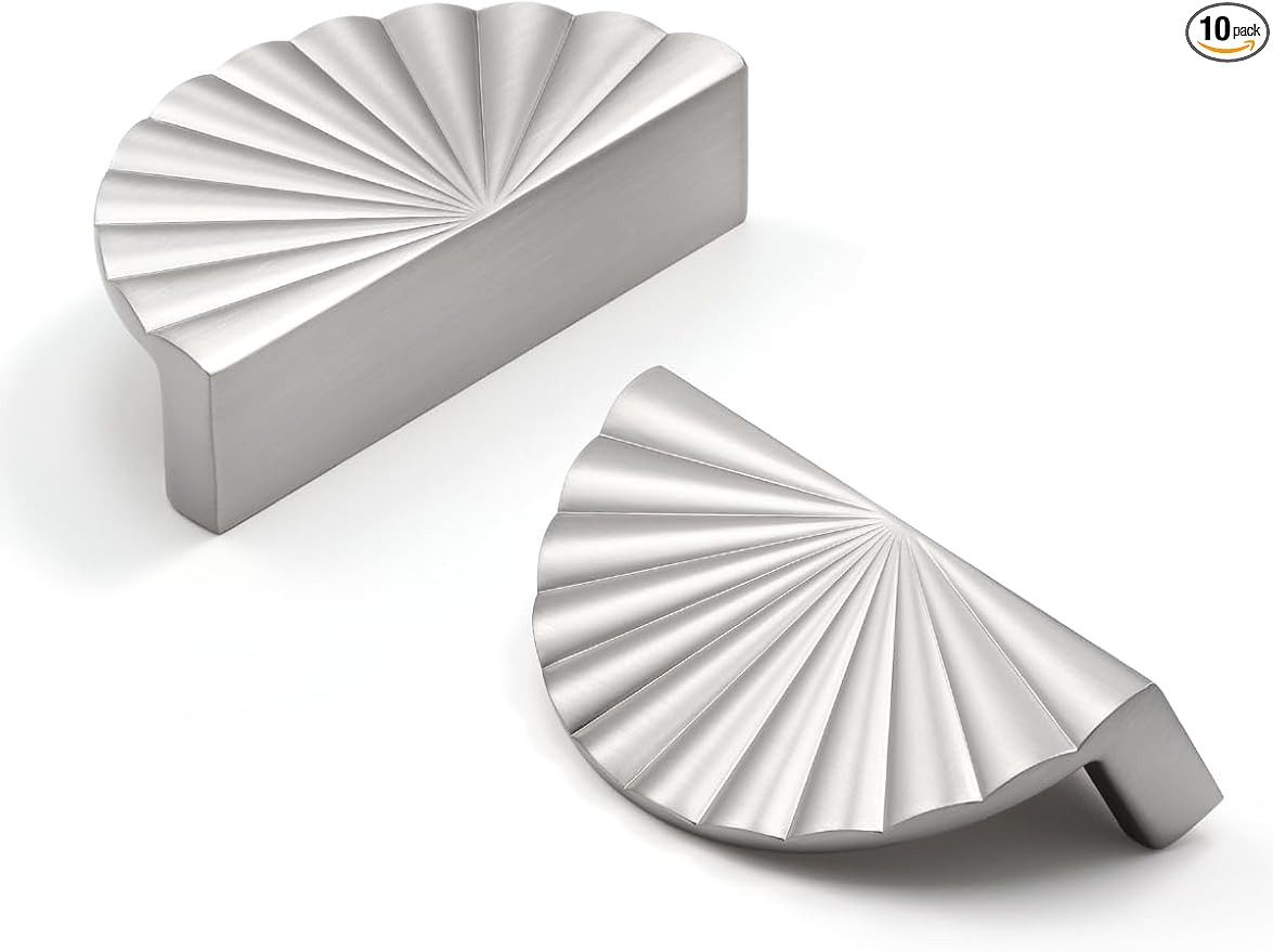 10 Pack Brushed Nickel Cabinet Pulls 3" Hole Center Cup Flat Silver Drawer Pulls Kitchen Cupboard... | Amazon (US)