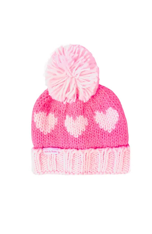Bits & Bows Hearts Bobble Hat in Pink at Nordstrom, Size Small | Nordstrom