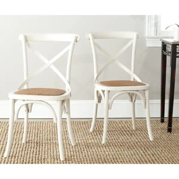 SAFAVIEH Franklin X-Back Antique White Dining Chair (Set of 2) | Bed Bath & Beyond