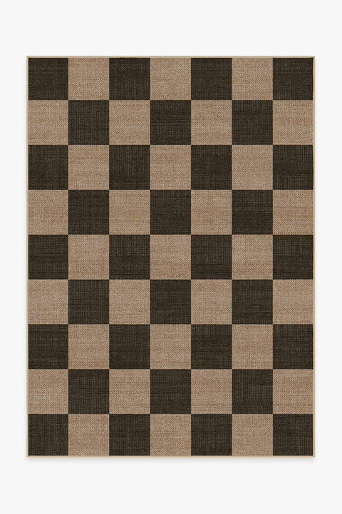Checkerboard Soft Black Re-Jute Rug | Ruggable