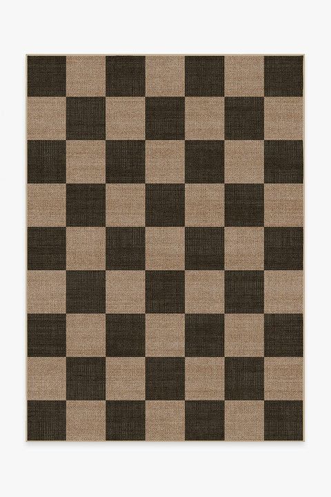 Checkerboard Soft Black Re-Jute Rug | Ruggable