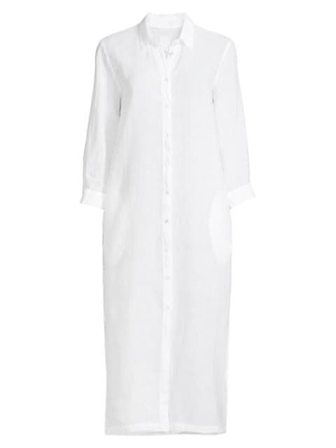 Linen Split-Side Shirtdress | Saks Fifth Avenue
