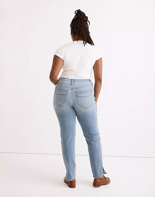 High-Rise Slim Straight Jeans in Stillwood Wash: Slit-Hem Edition | Madewell