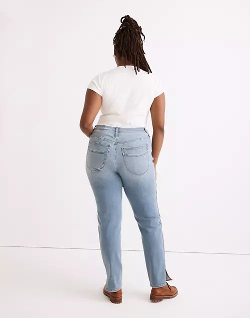 High-Rise Slim Straight Jeans in Stillwood Wash: Slit-Hem Edition | Madewell