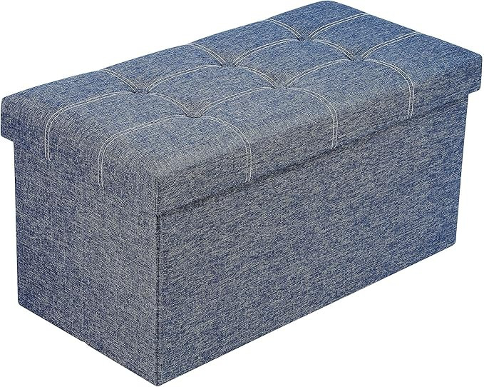 YITAHOME Folding Storage Ottoman Bench Foldable Linen Fabric Foot Rest Stool with Memory Foam Sea... | Amazon (US)
