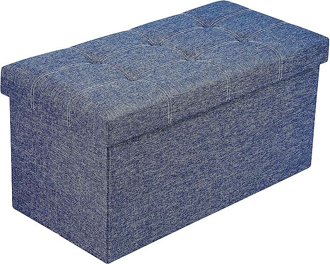 YITAHOME Folding Storage Ottoman Bench Foldable Linen Fabric Foot Rest Stool with Memory Foam Sea... | Amazon (US)