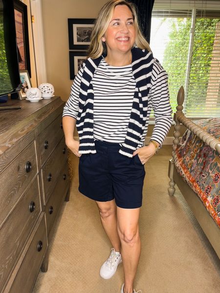 These cute shorts are going to be a staple for me this summer. I’ve already purchased them in this navy blue & white! I’m wearing size 4. The striped boat neck Tshirt is also a classic & I’ll be wearing on repeat. Wearing XS
.
.
Over 50, over 40, classic style, preppy style, style at any age, ageless style, striped shirt, summer outfit, summer wardrobe, summer capsule wardrobe, Chic style, summer & spring looks, backyard entertaining, poolside looks, resort wear, spring outfits 2024 trends women over 50, white pants, brunch outfit, summer outfits, summer outfit inspo, striped Tshirt, chino shorts, summer tees, summer shorts





#LTKSeasonal #LTKunder50 #LTKtravel #LTKShoeCrush #LTKbeauty #LTKVideo #LTKunder100 #LTKOver40 #LTKstyletip