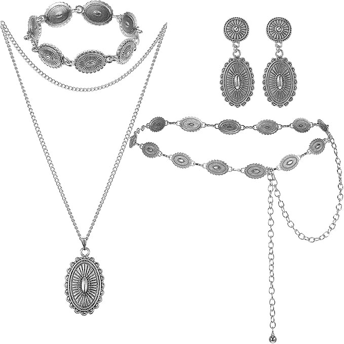 Haysandy 4 Pcs Women Bohemian Turquoise Jewelry Set Vintage Necklace Classic Dangle Earrings Brac... | Amazon (US)