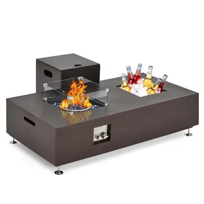 Propane Fire Pit Table for Outside Patio, Outdoor Gas Fire Pit Tabletop Fireplace with Fire Glass, 50000 BTU Fire Table for Patio Furniture Set, Cover | Wayfair North America