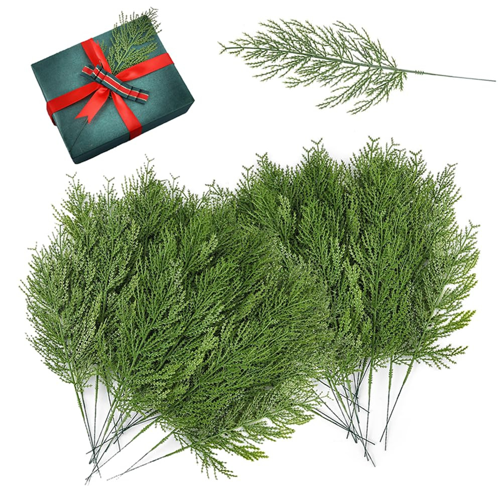 50 Pcs Christmas Pine Branches,Artificial Pine Needles,Green Faux Fir Sprigs,Festive Greenery Pic... | Amazon (UK)