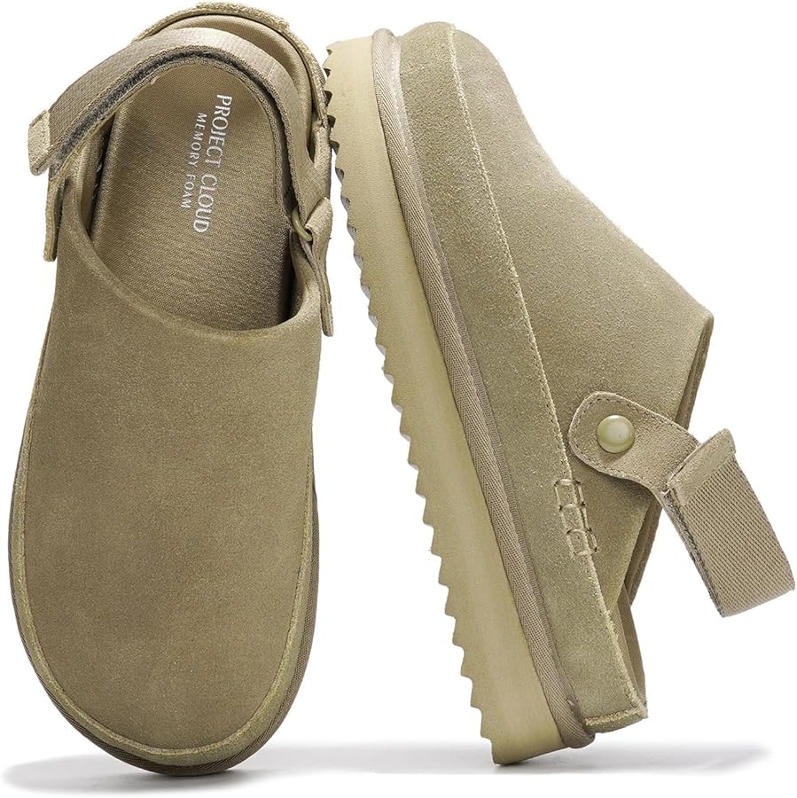 Project Cloud Genuine Suede Clogs for Women - Memory Foam Platform Clogs Womens Shoes - Nonslip S... | Amazon (US)