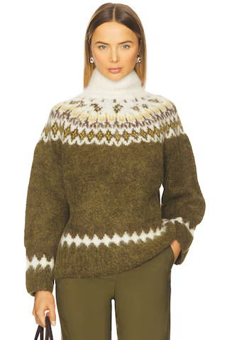 Rag & Bone Beth Oversized Fair Isle Turtleneck in Army Multi from Revolve.com | Revolve Clothing (Global)