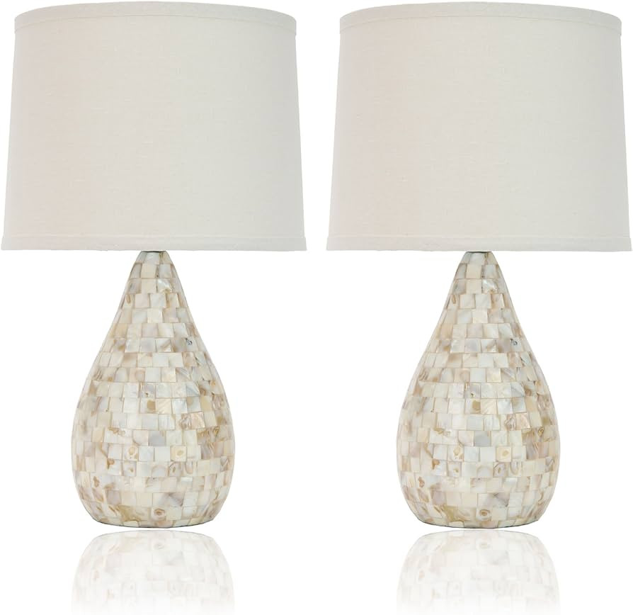 SAFAVIEH Lighting Collection – Lauralie Nautical Cream Capiz Shell Table Lamp, Set of 2, 21-Inc... | Amazon (US)