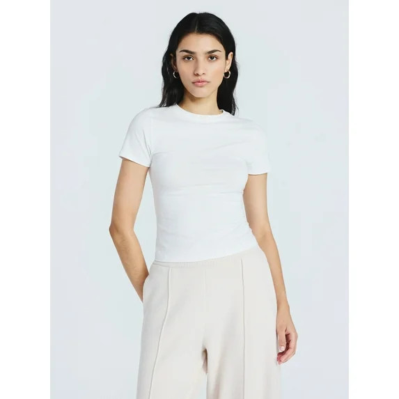 Scoop Women's Stretch Cotton Blend Baby Tee with Short Sleeves, Sizes XS-XXL | Walmart (US)