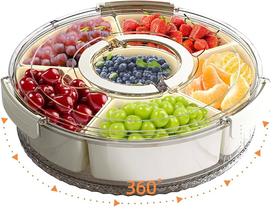 Divided Serving Tray with Lid and Handle, Portable Snackle Box Container for Fruits Snacks Charcu... | Amazon (US)
