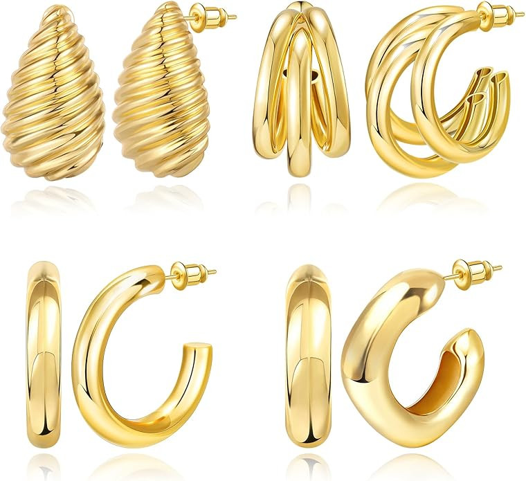 Silver Gold Hoop Earrings for Women Trendy Hypoallergenic Earrings Huggie Cartilage Hoop Earrings... | Amazon (US)