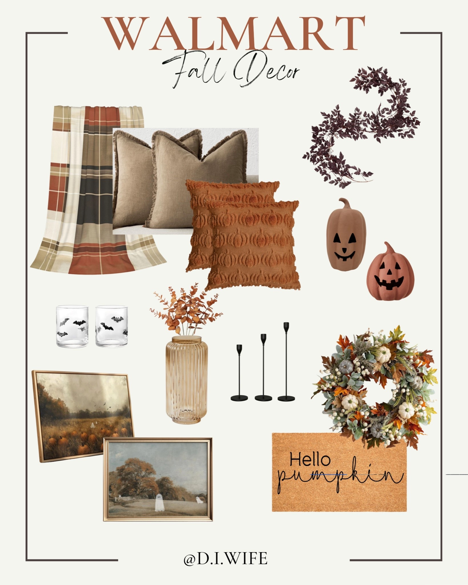 Walmart Fall Decor

Pumpkins, rust, ghosts, and bats all in subtle rust, olive, creams, black and plaids for a more neutral and textured look. 

#LTKStyleTip #LTKSeasonal #LTKHome