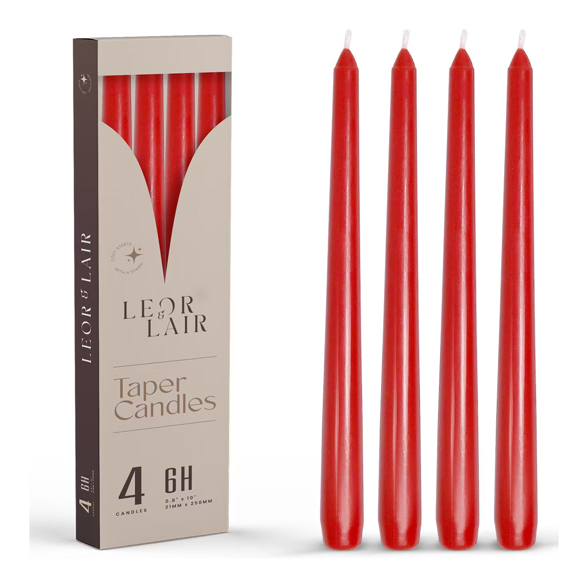 Leor & Lair 10" Taper Candles - 4 Pack - Unscented Tapered Candlesticks for Dinner, Home, and Hol... | Target