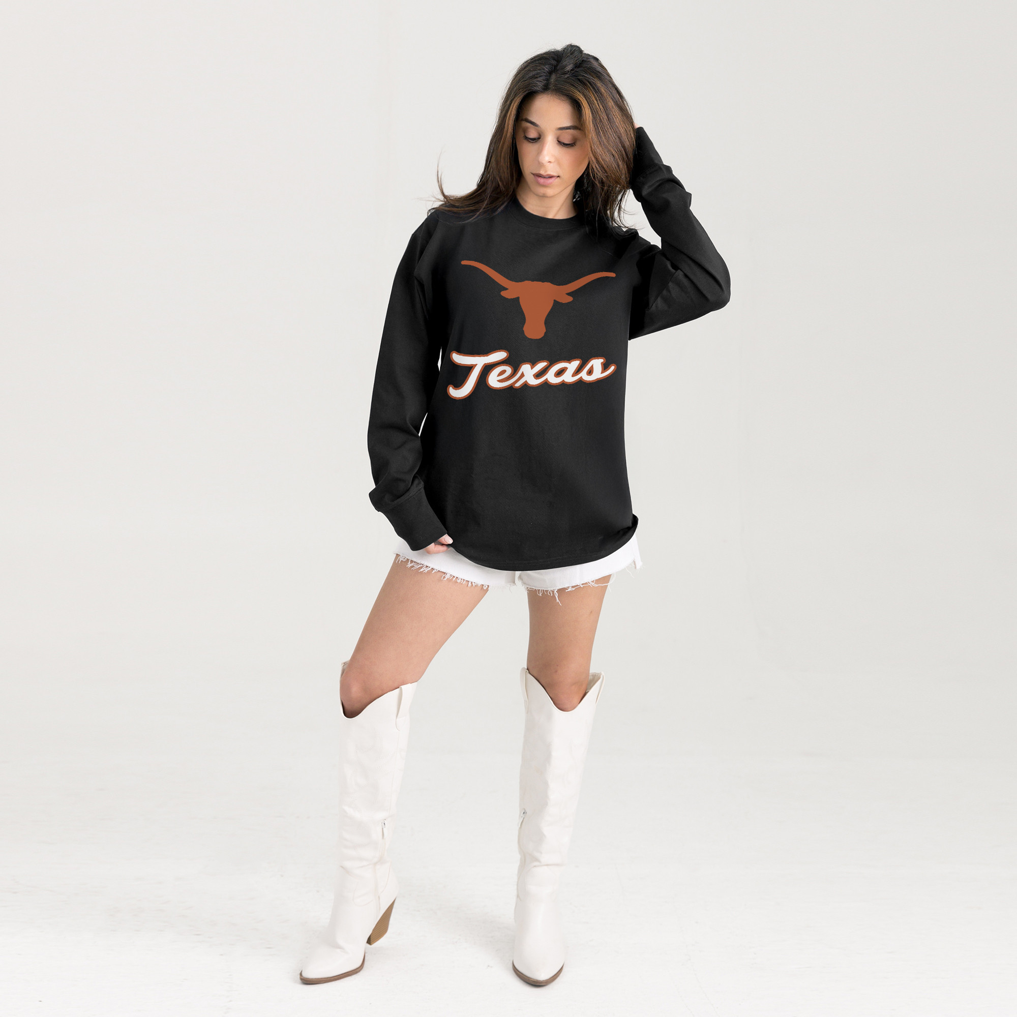 Women's Gameday Couture Black Texas Longhorns Oversized Honor Roll Long Sleeve T-Shirt | Fanatics