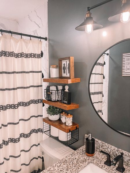 Bathroom shelf styling refresh 🖤

#LTKsalealert #LTKhome #LTKSpringSale