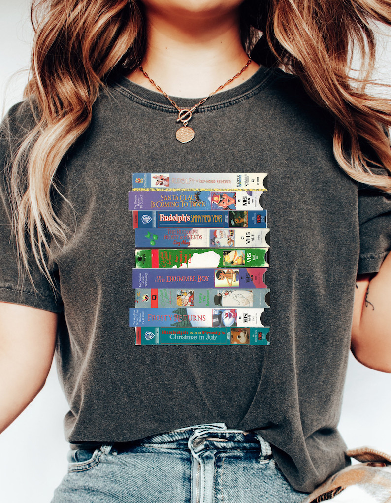 VHS Holiday Video Tapes Printed on Comfort Color T-shirt - Etsy | Etsy (US)