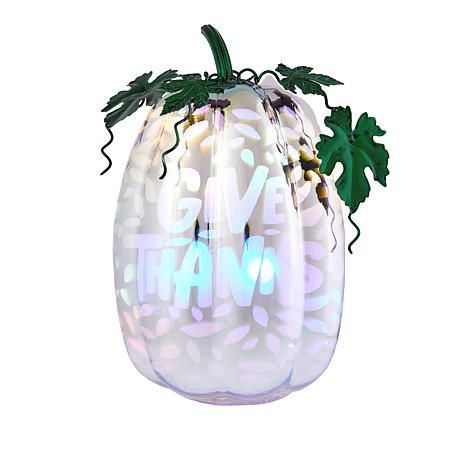 Wind and Weather Harvest LED 10" Battery-Powered Glass Pumpkin | HSN | HSN
