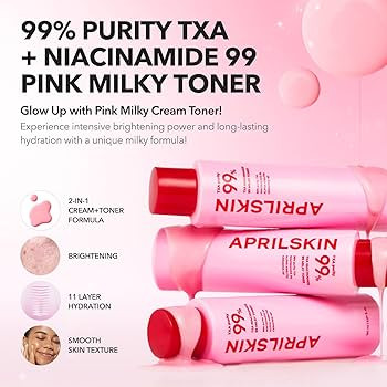 APRILSKIN TXA+Niacinamide 99 Pink Milky Toner | 99% High-Purity TXA 3%+ Niacinamide 5% for Bright... | Amazon (US)