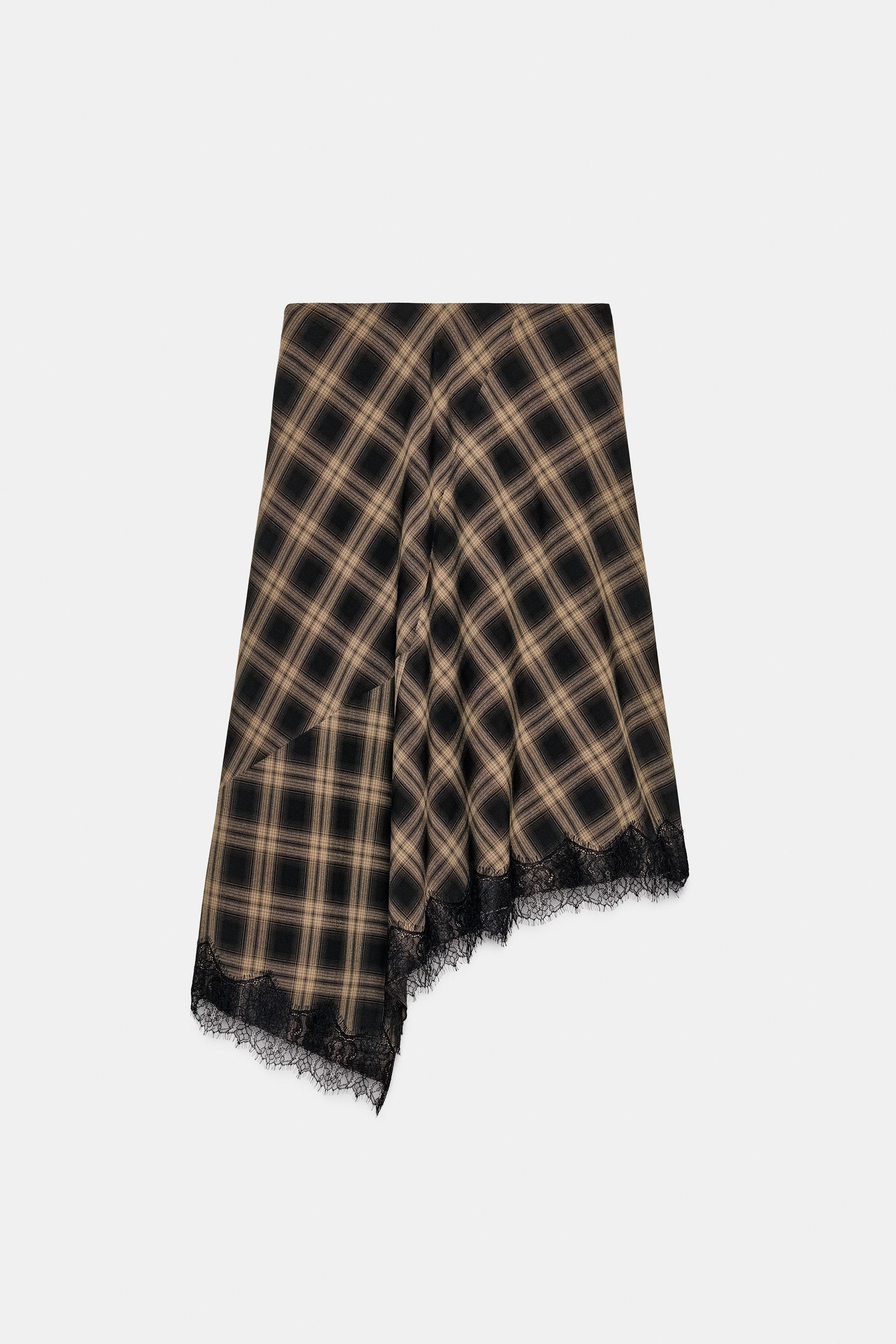 CHECKED LACE SKIRT ZW COLLECTION LIMITED EDITION | Zara US