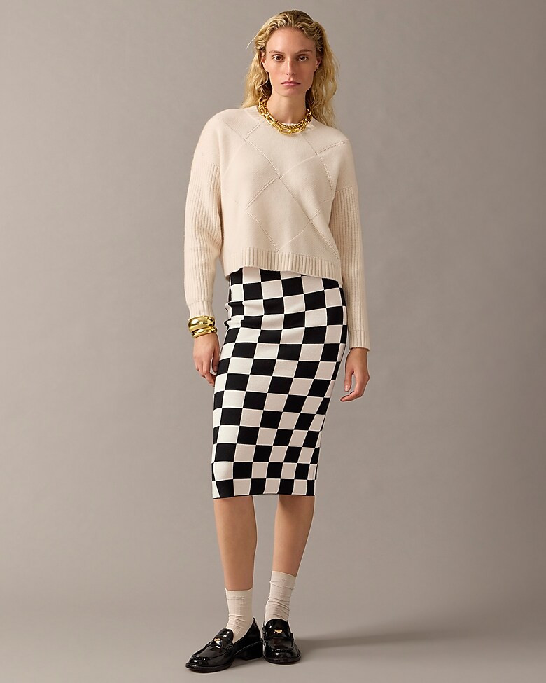 Limited-edition midi sweater-skirt in check print | J. Crew US