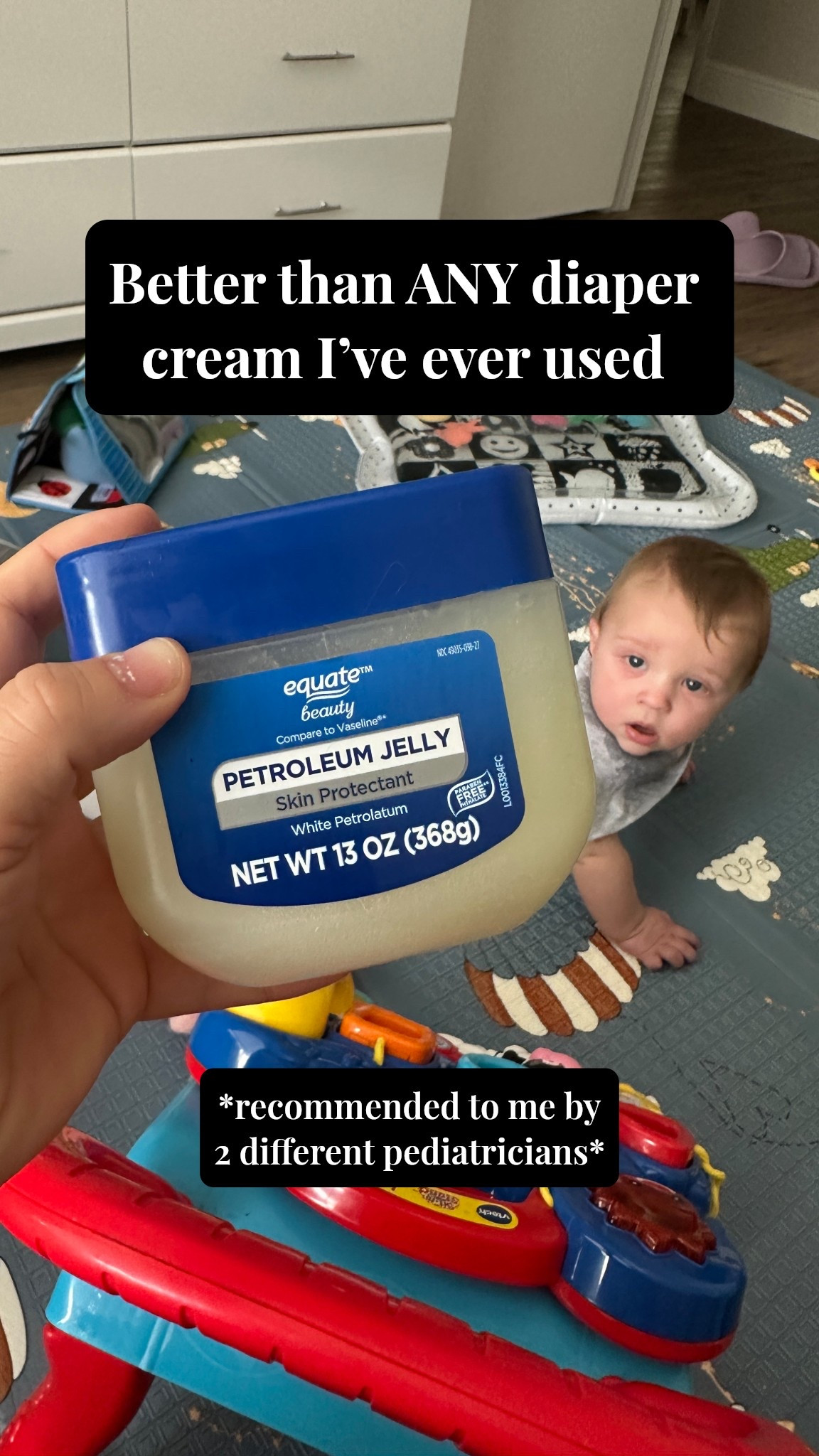 Better than any diaper cream I’ve ever tried! Baby boy had a diaper rash a few months ago and the pediatrician recommended to use plain petroleum jelly aka Vaseline instead of any diaper cream… the results truly blew my mind. It helped clear up the diaper rash and we haven’t had any issues since. I put some on at every diaper change and we’ve had 0 diaper rash or redness issues. 10/10 recommend for all the mama’s! 

Diaper ointment | diaper bag must haves | diaper rash ointment | skin protectant 

#LTKBump #LTKBaby #LTKFamily