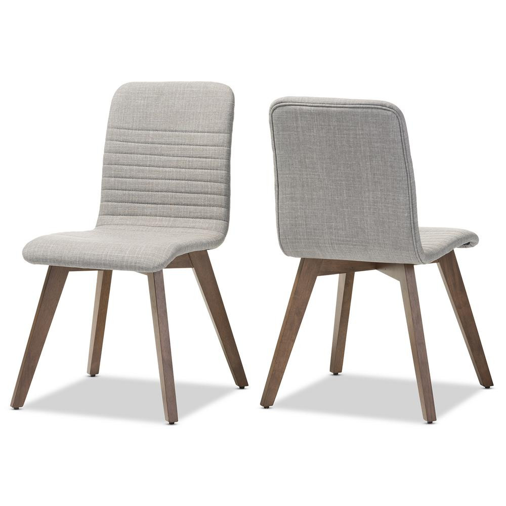 Baxton Studio Sugar Light Gray Fabric Upholstered Dining Chairs (Set of 2) 2PC-6795-HD - The Home... | The Home Depot