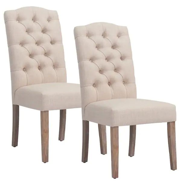 Lucian Linen Button Tufted Dining Chairs (Set of 2) - Overstock - 12298569 | Bed Bath & Beyond