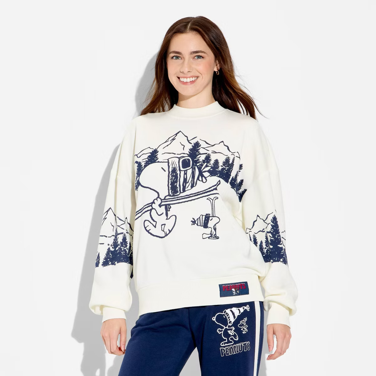 Women's Snoopy MT Trek Fleece Graphic Sweatshirt - White | Target