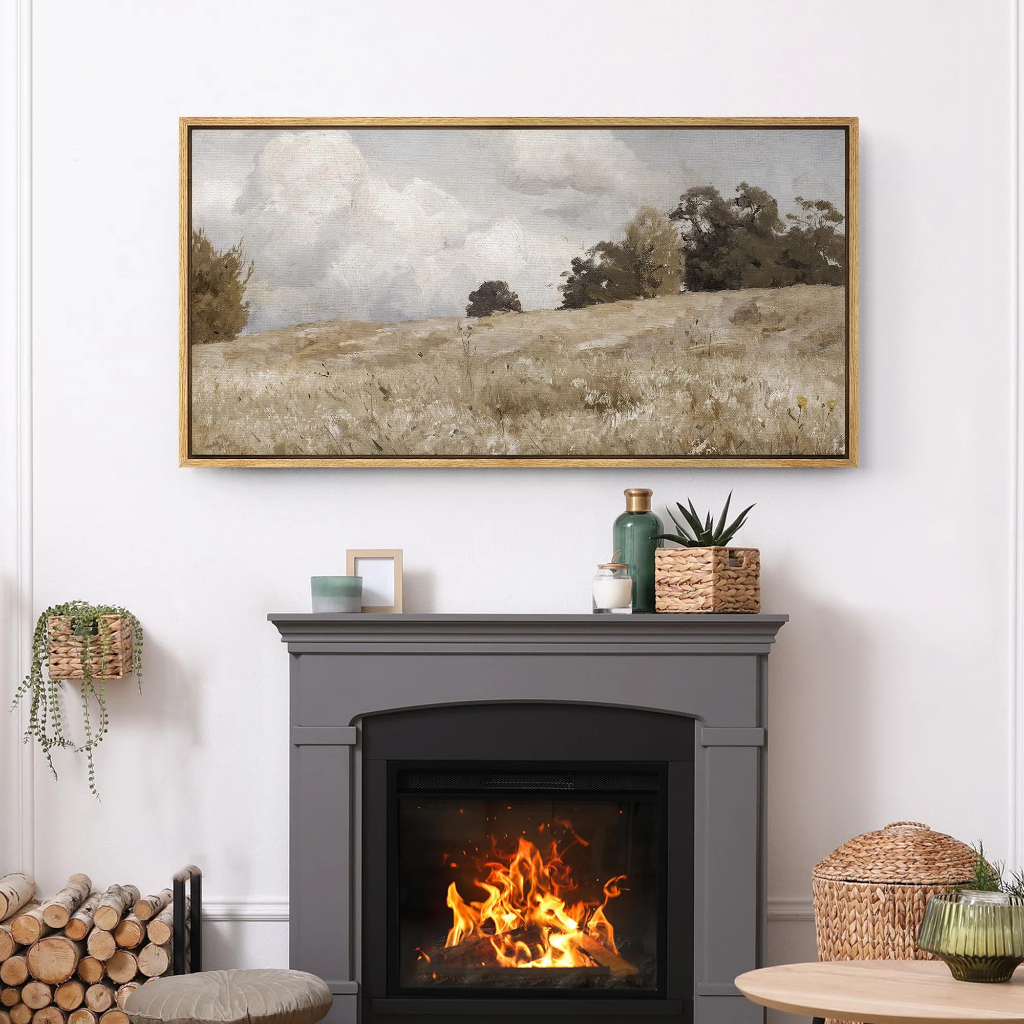 IDEA4WALL Rustic Countryside Clouds Natural Landscape Framed On Canvas Print | Wayfair | Wayfair North America