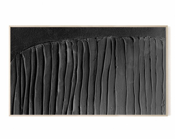 Samsung Frame TV art, Modern Texture Painting For Frame TV, Palette knife, Black Minimal Abstract... | Etsy (US)