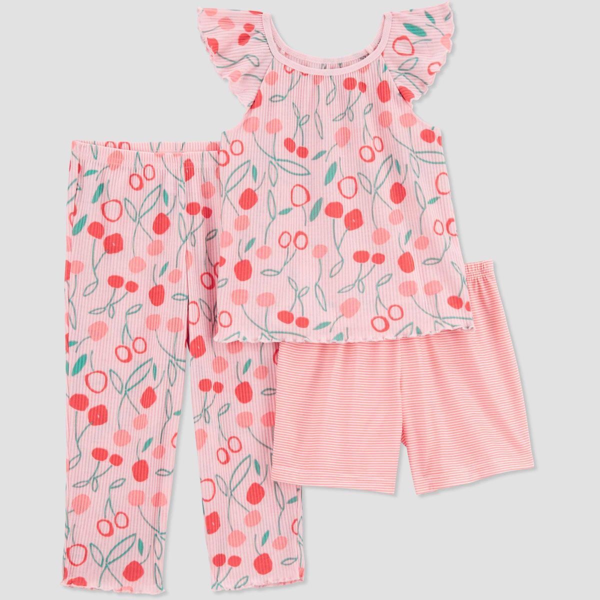 Carter's Just One You® Toddler Girls' Cherries Printed & Striped Pajama Set - Pink | Target