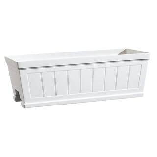 Hanover 27 in. White Resin Beadboard Deck Rail Planter-HD1116-089 - The Home Depot | The Home Depot