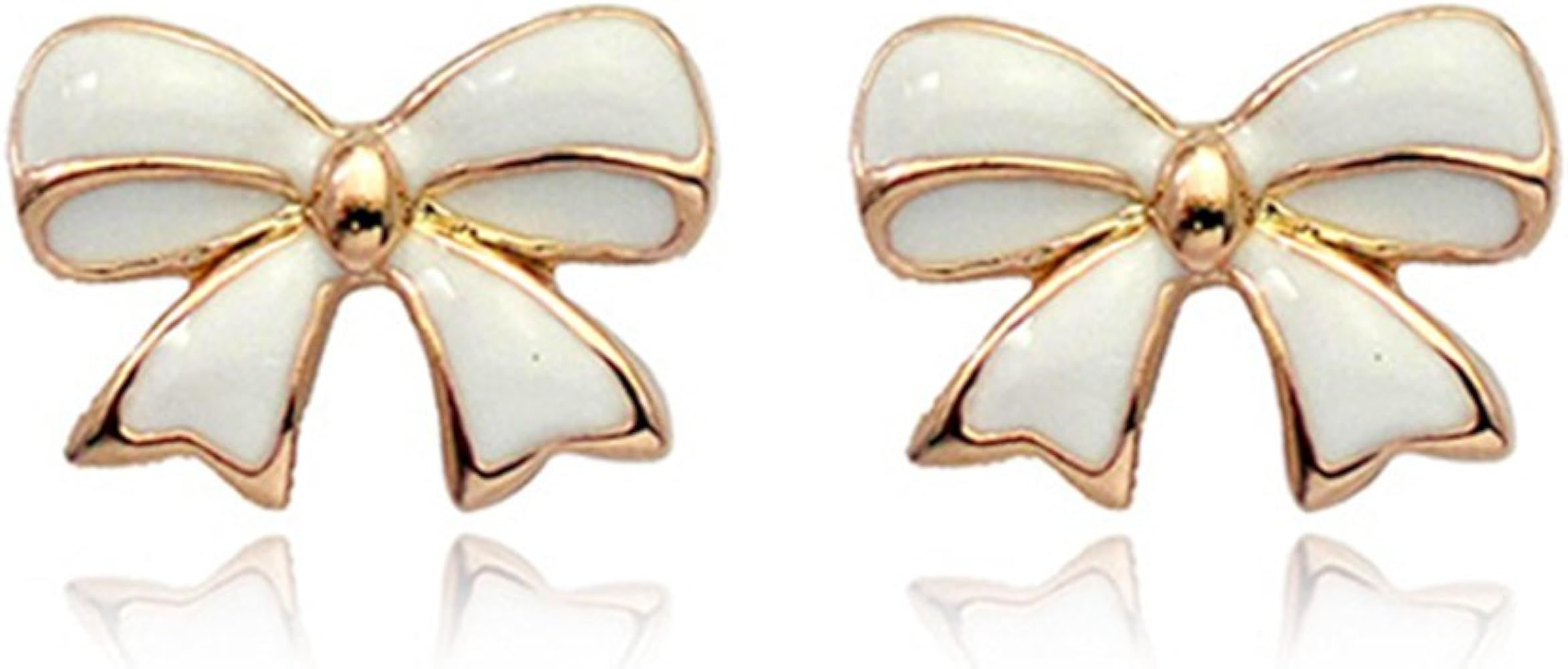 TyNox Simple Gold Tone Bow Tie Ribbon Stud Earrings Fashion Jewelry for Women | Amazon (US)