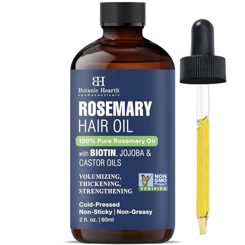 Botanic Hearth 100% Pure Rosemary Oil For Hair Growth Infused With Biotin | Hair Strenghtening Treatment | Nourishing & Volumizing | With Jojoba Oil & Castor Oil | Non GMO Verified | 2 fl oz | Amazon (US)
