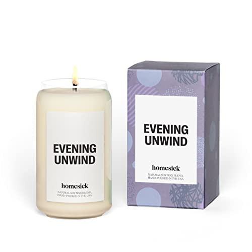 Homesick Scented Candles for Home (Evening Unwind) - 13.75 oz Long-Lasting Natural Soy Wax Blend Jar Candle Gifts for Women & Men, 60-80 Hours Burn Time - Notes of Valencia Orange, Melon & Moss | Amazon (US)