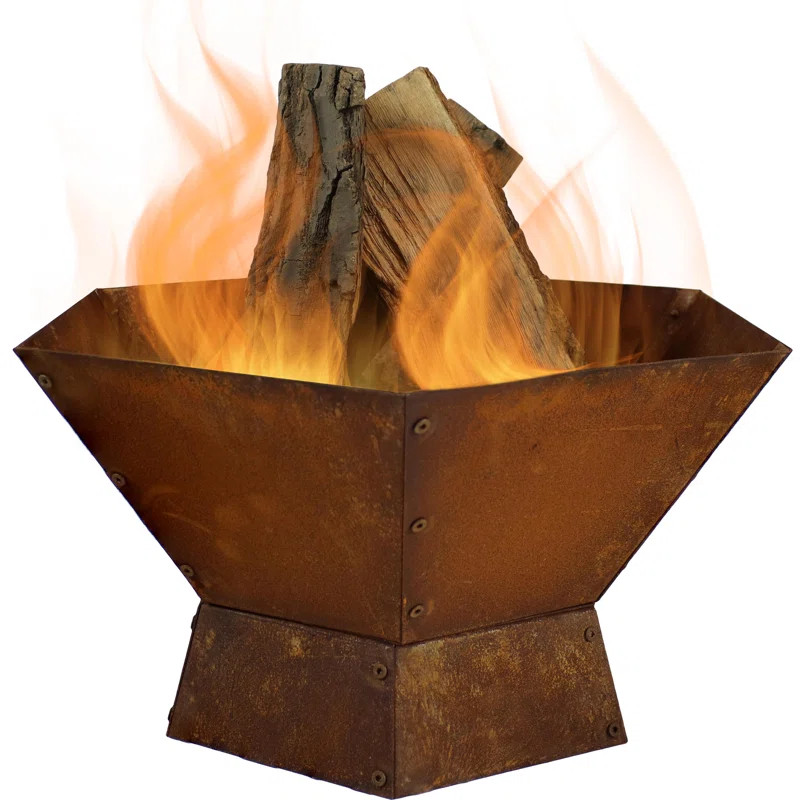 Williston Forge Schulenburg 23" Hexagon Wood-Burning Rust Finish Steel Raised Outdoor Fire Pit & ... | Wayfair North America
