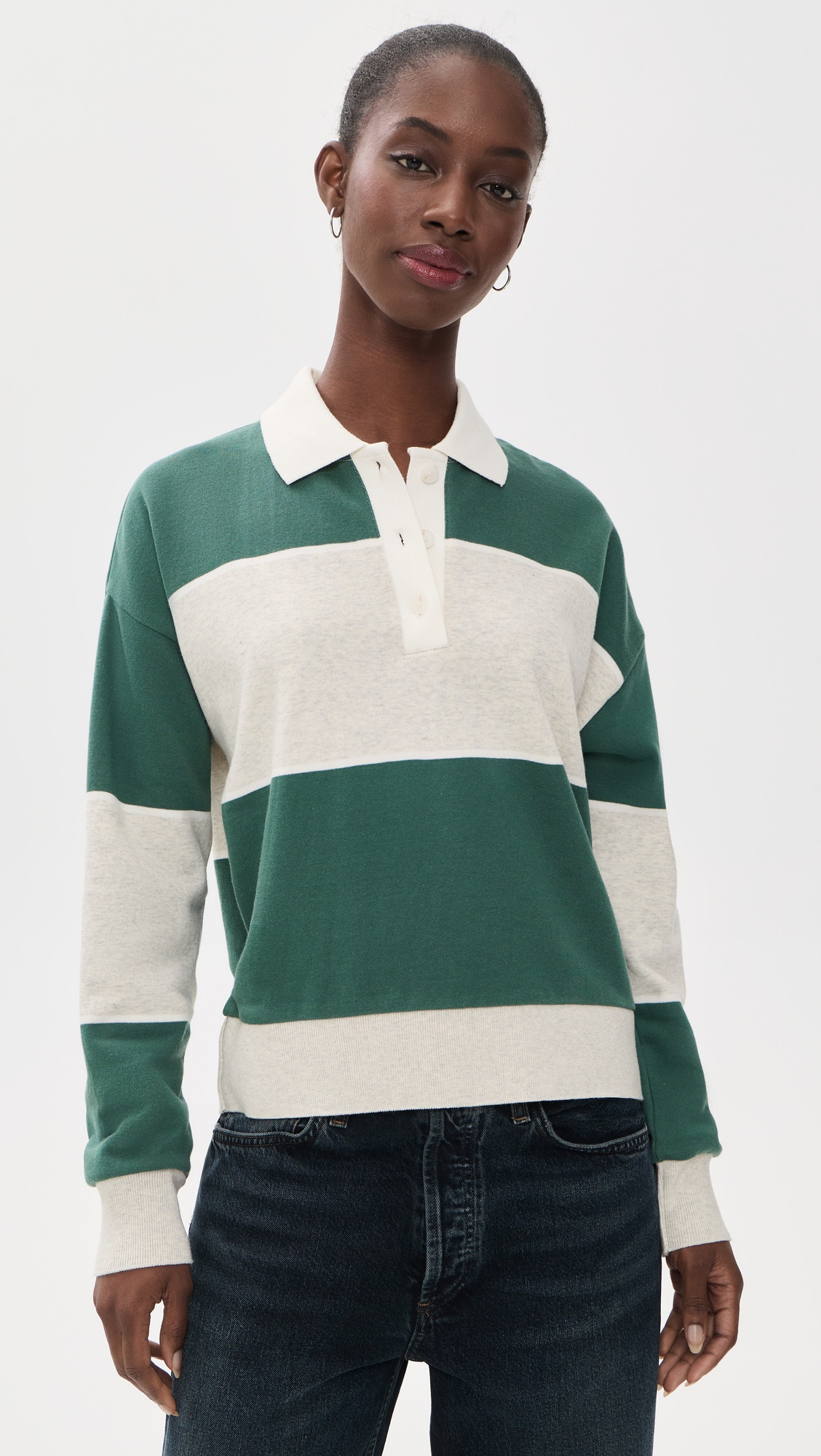 Z Supply Study Break Polo Sweatshirt Feather Grey XS | Shopbop