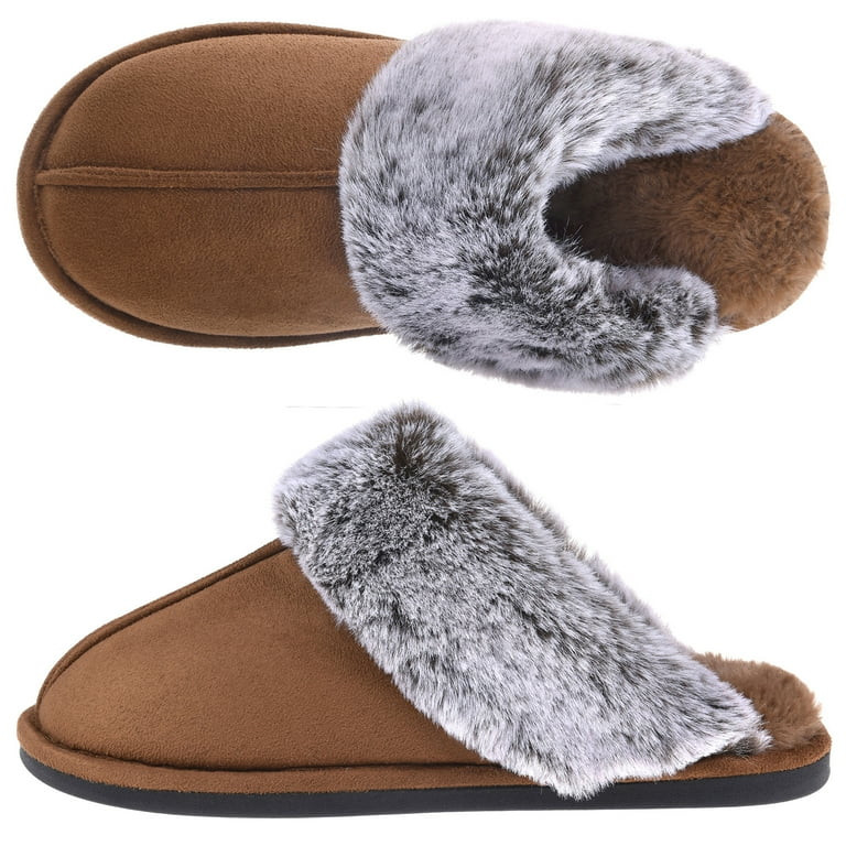 VONMAY Women's Scuff Slippers Fuzzy Indoor Outdoor House Shoes | Walmart (US)