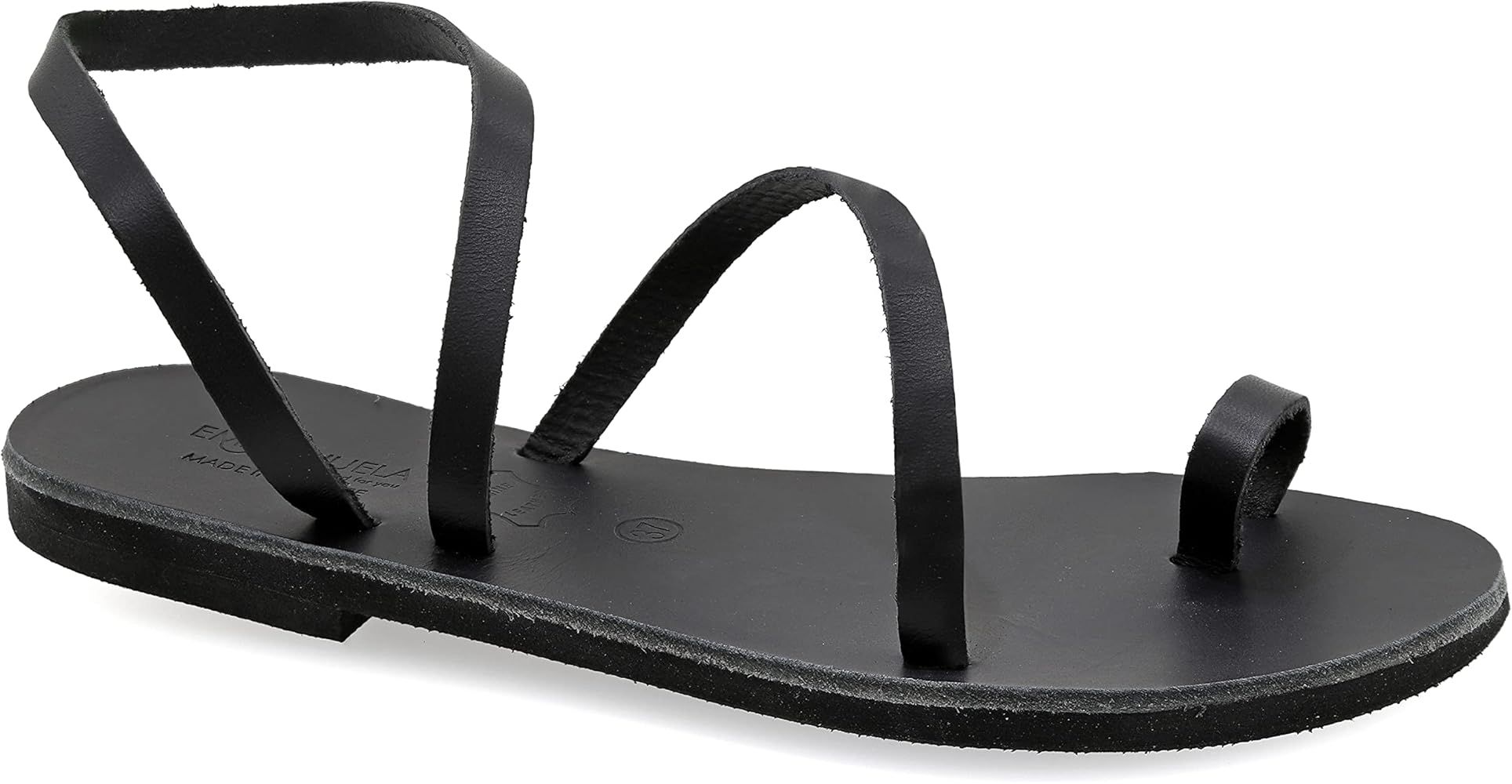 Emmanuela Greek Leather Toe ring Sandals, Quality Handmade Slingback Summer Shoes, Ankle Cuff Str... | Amazon (US)
