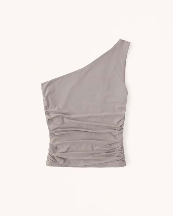 Soft Matte Seamless Asymmetrical Ruched Top | Abercrombie & Fitch (US)