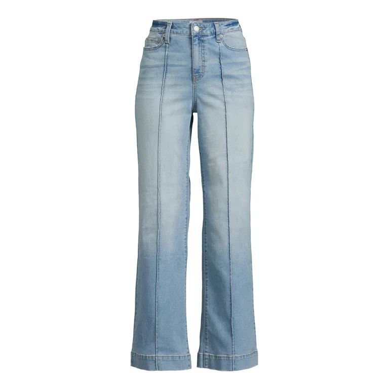 Time and Tru Women's Mid Rise Wide Leg Jeans, 31" Inseam for Regular - Walmart.com | Walmart (US)