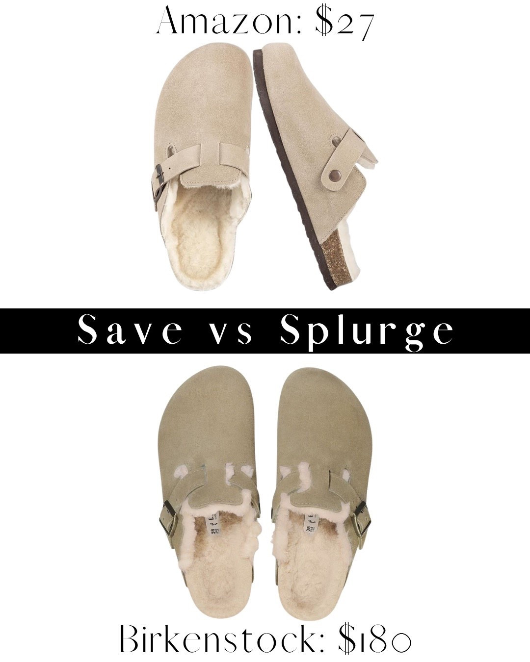 These fur lined clogs are so cute and comfortable! Save or splurge? Look for less, designer inspired 

#LTKSeasonal #LTKSaleAlert #LTKFindsUnder50